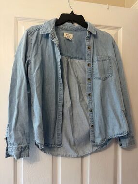 Light Wash Denim Button-Up Shirt